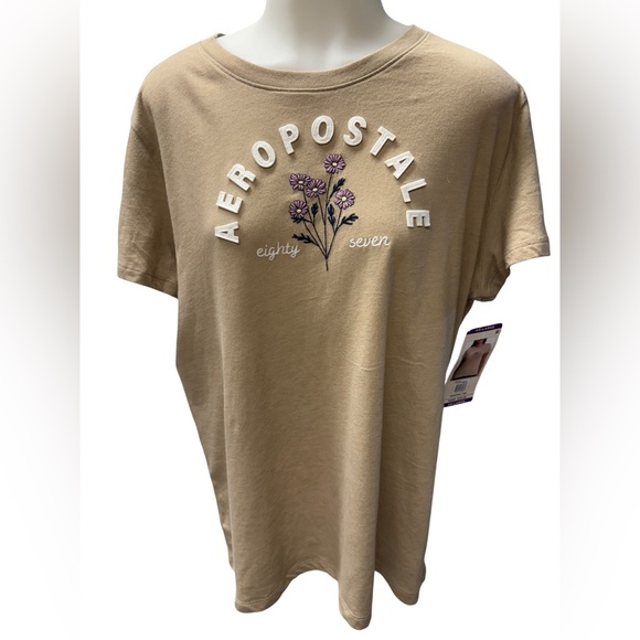 NWT Tan Aeropostale Graphic T-Shirt – Floral & Stylish! Size XXL B3 - Picture 1 of 6